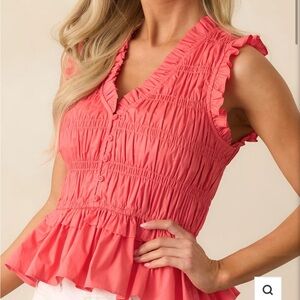 NWOT RED DRESS Coral Ruffle Sleeveless Top